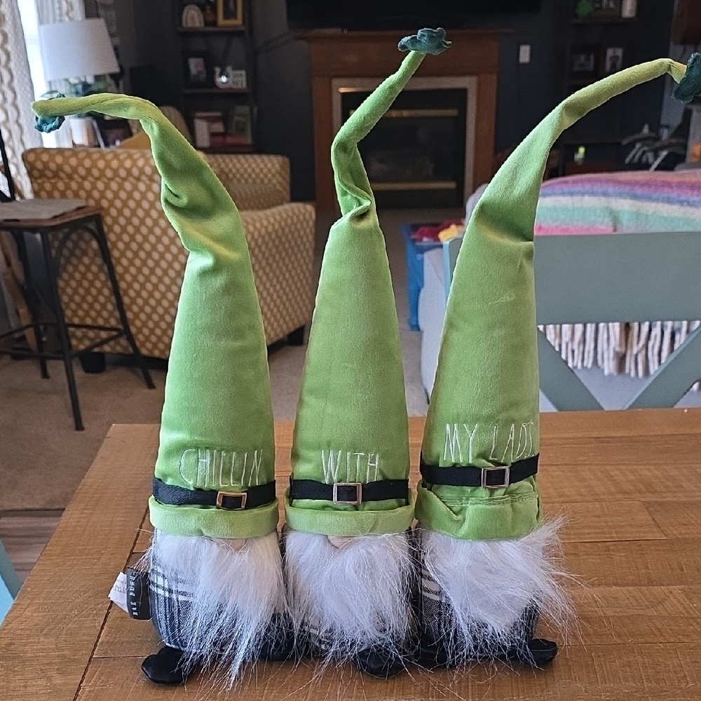 Rae Dunn Green Gnome Trio Decor. "Chillin With My Lads"